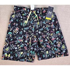 Under Armour Boys Space Print Shorts Black UPF 50 Athletic Casual‎ Size YXL